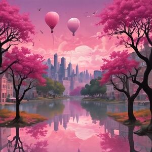 Pink Cityscape Art Print